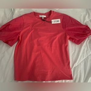 Brand Milly - Monica Jersey Poplin Comobo Tee      Color - Watermelon Size Small